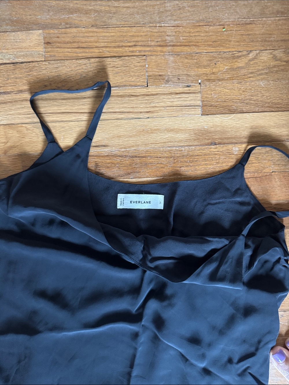 Everlane Black Satin Slip Dress